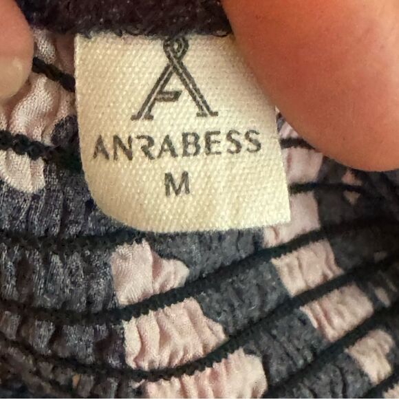 Anrabess Maxi Dress Size M Tiered Smocked Navy Blue and Lavender One Shoulder​ - Picture 5 of 8